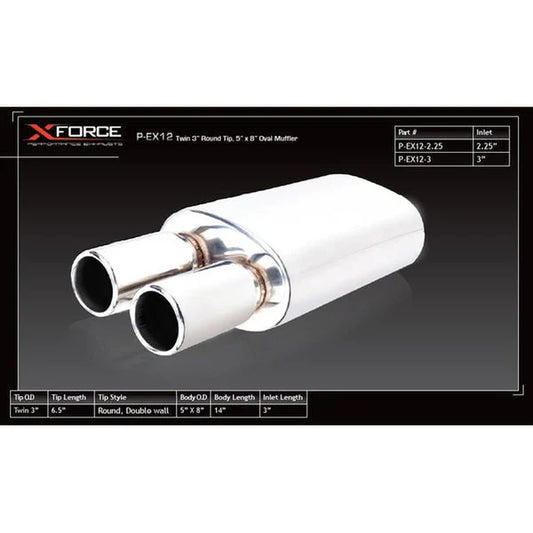 UNIVERSAL TWIN TIP MUFFLER EXHAUST 3.0" INLET