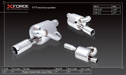 XFORCE UNIVERSAL TWIN LOOP EXHAUST 2.5" INLET