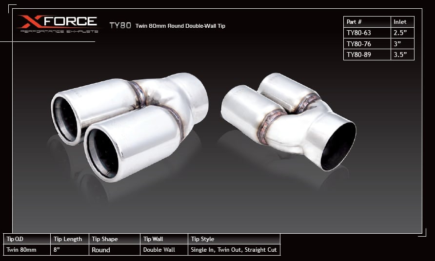 MUFFLER CHROME TIP TWIN 80 mm