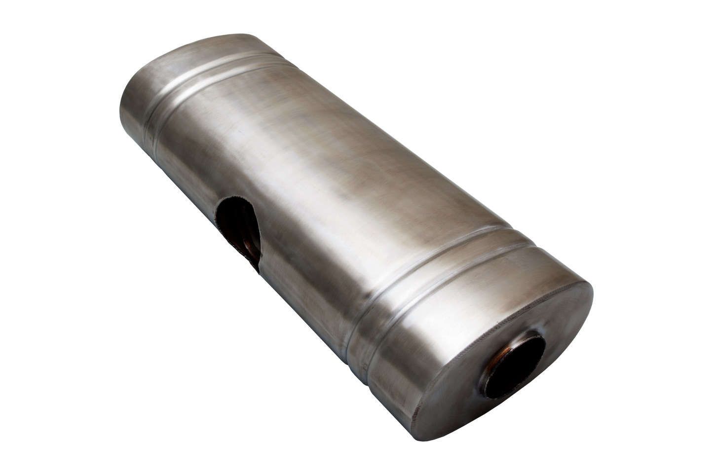 EAST WEST 2.25" Inlet muffler twin 2" outlet 304 Stainless Steel